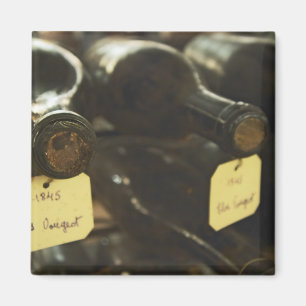 In the underground wine cellar: lying bottles in magnet