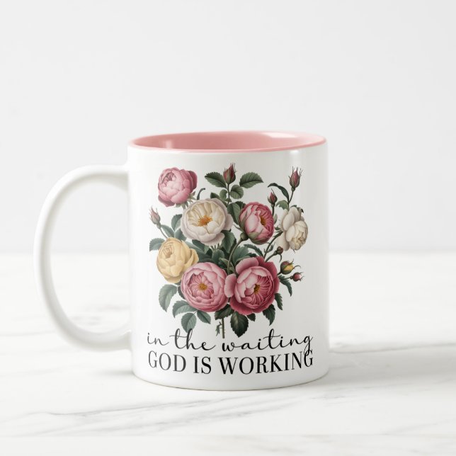 In the Waiting God is Working Two-Tone Coffee Mug (Left)
