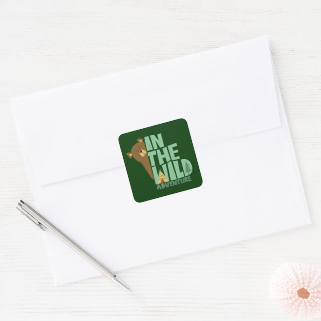 In The Wild Adventure Bear Square Sticker (Envelope)