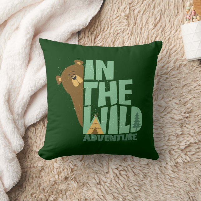In The Wild Adventure Bear Throw Pillow (Blanket)