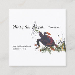 In the Wild  Watercolor Modern Exotic Turtle Square Business Card