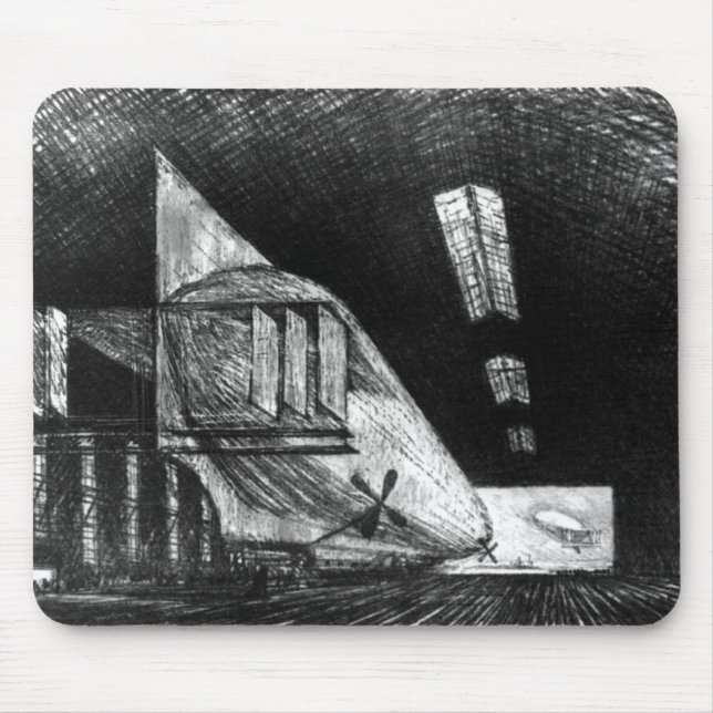 In the Zeppelin Shed, Leipzig - Joseph Pennell Mouse Pad (Front)