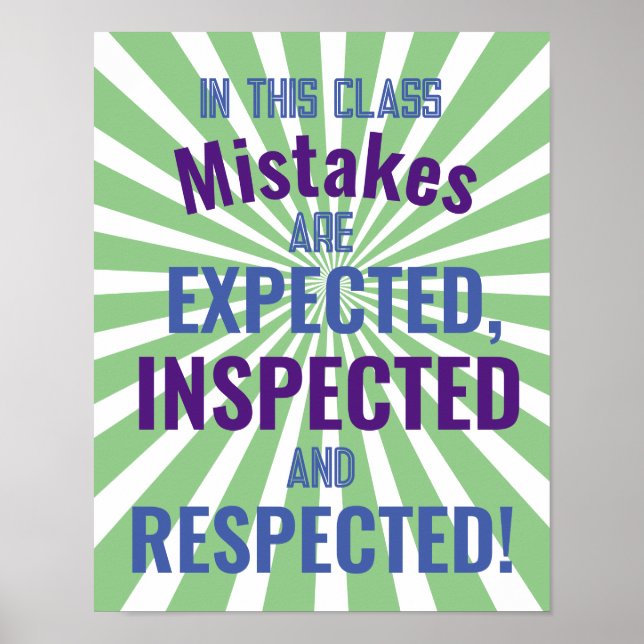 In this class, Mistakes are Expected, Inspected Poster (Front)