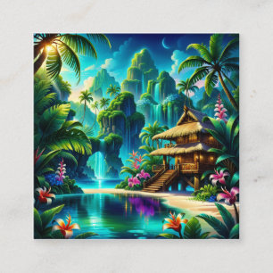In this digital painting, an artist has created a  square business card