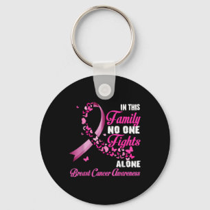 In This Family Fight Alone - Breast Cancer Support Keychain
