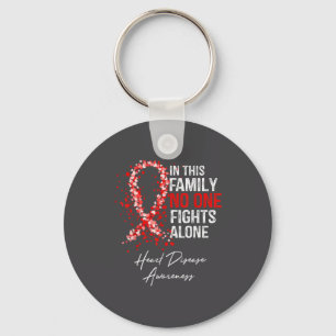 In This Family Fights Alone Heart Disease Awarenes Keychain