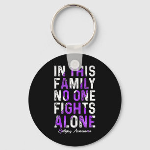 In This Family No One Fight Alone Epilepsy Awarene Keychain