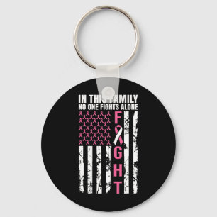In This Family Nobody Fight Alone Breast Cancer Aw Keychain