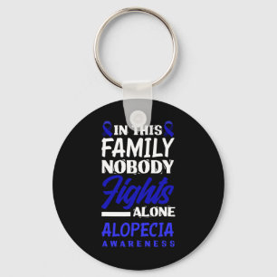 In This Family Nobody Fights Alone Alopecia Awaren Keychain