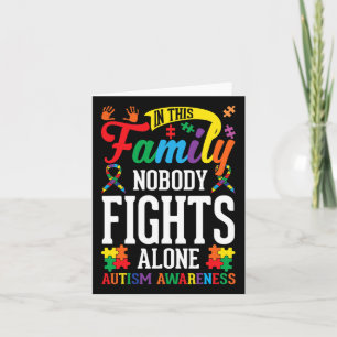 In This Family Nobody Fights Alone Autism Awarenes Card