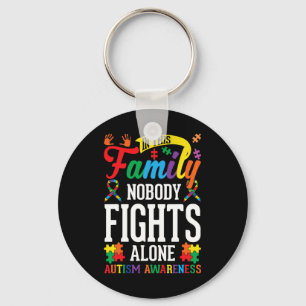 In This Family Nobody Fights Alone Autism Awarenes Keychain