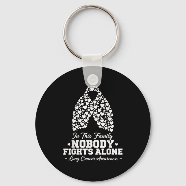 In This Family Nobody Fights Alone Lung Cancer Shi Keychain (Front)