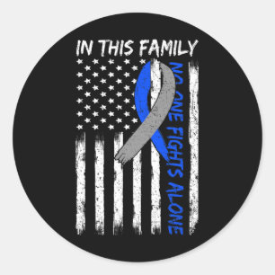 In This Family Nobody Fights Diabetes Alone Usa Fl Classic Round Sticker