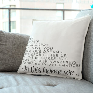 In This House: Pray, Meditate, Affirmations Accent Throw Pillow