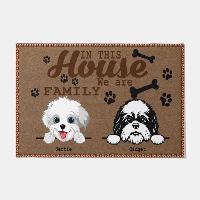 In This House We Are Family Mat, Dog Owner Gift Doormat (Front)