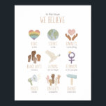 In This House We Believe Black Lives Matter Poster<br><div class="desc">This poster features the message "In This House, We Believe" that Black Lives Matter, and includes important social justice messages such as "Science is real", "Love is Love", "Humans are not illegal", and "Diversity is beautiful". This poster is intended as an educational print and can be used as a Boho...</div>