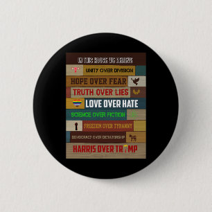 In This House We Believe Harris Over Trump - Femin 2 Inch Round Button