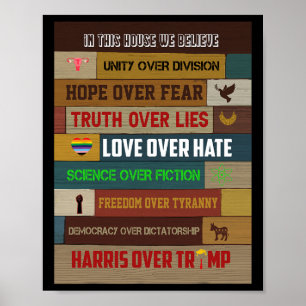 In This House We Believe Harris Over Trump - Femin Poster