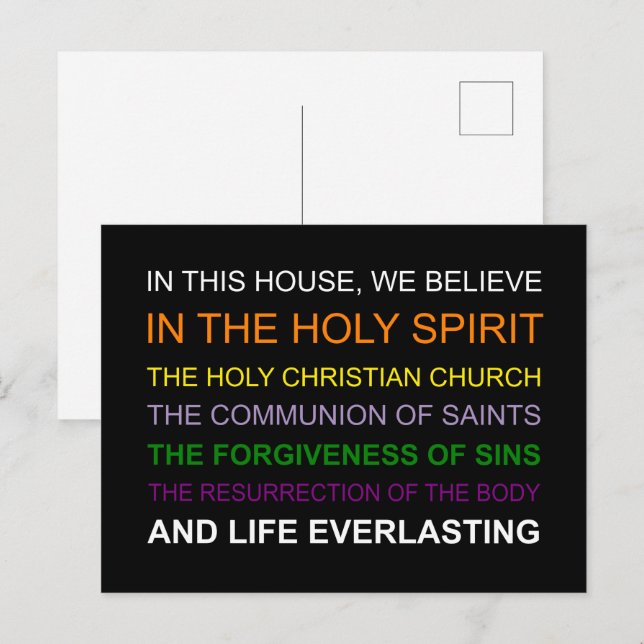 In this house, we believe postcard (Front/Back)