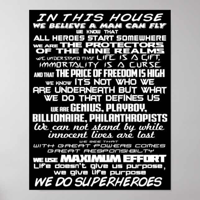In This House We Do Superheroes Poster (Front)