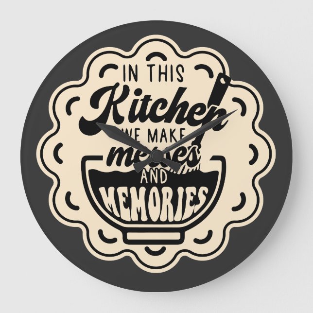 In This Kitchen We Make Messes And Memories Large Clock (Front)