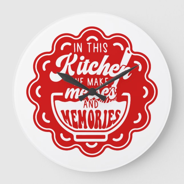 In This Kitchen We Make Messes And Memories Large Clock (Front)