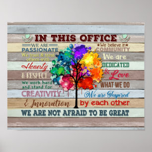 In This Office We Are A Team Tree colourful Poster