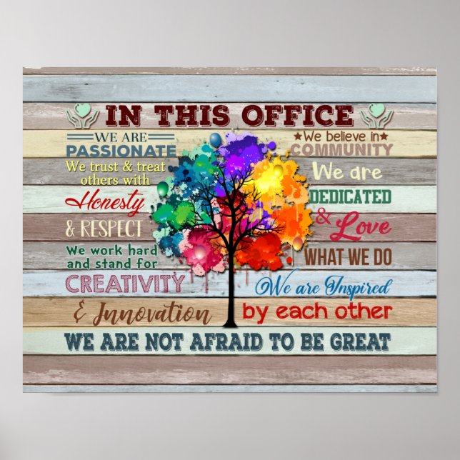 In This Office We Are A Team Tree colourful Poster (Front)