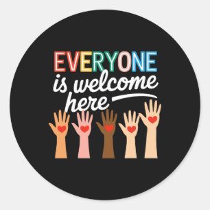 In This Room Everyone Is Welcome Here Teacher Stud Classic Round Sticker