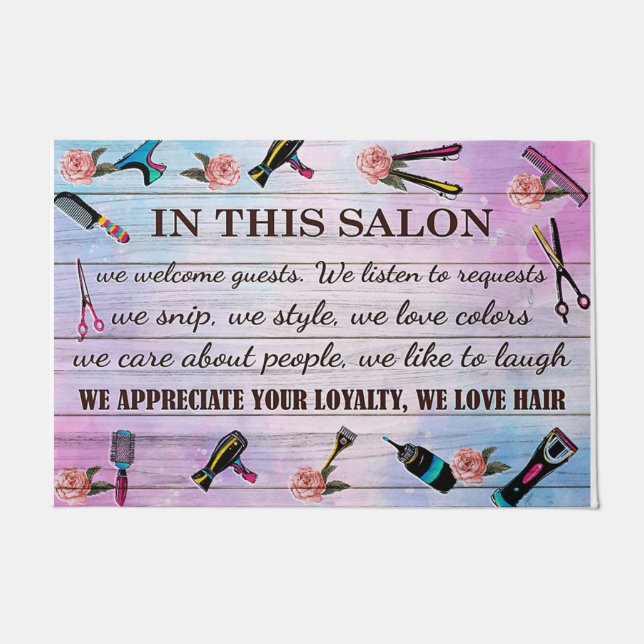 In This Salon Doormat, We Love Hair Mat (Front)