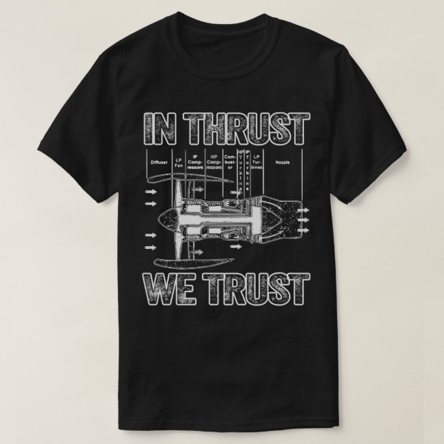 In Thrust We Trust Vintage Design T-Shirt (Design Front)