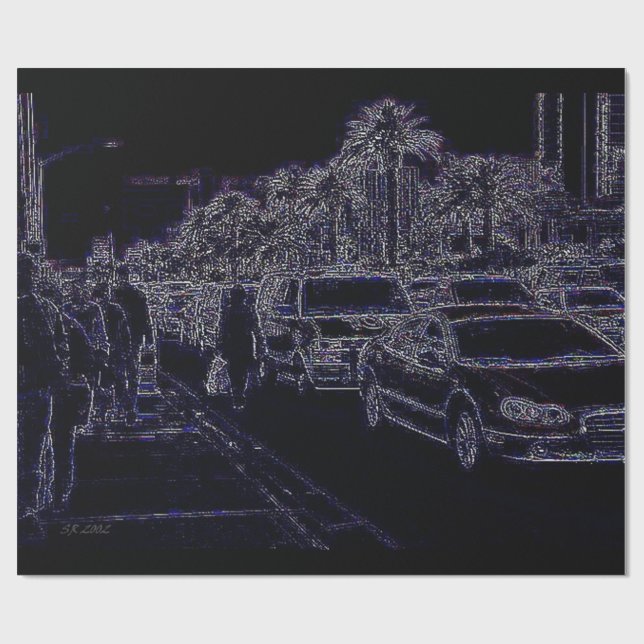 In Traffic black matte wrapping paper (Flat)