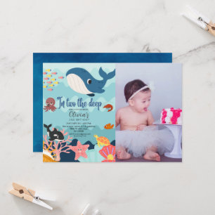 In two the deep, underwater 2nd birthday  invitation