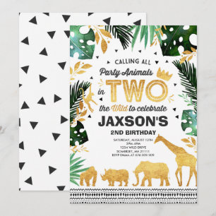 In Two The Wild Birthday Invitation Jungle Animals
