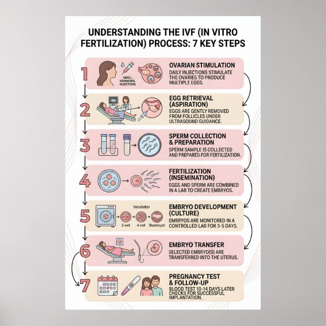 In Vitro Fertilization (IVF) Process Explained: 7  Poster (Front)
