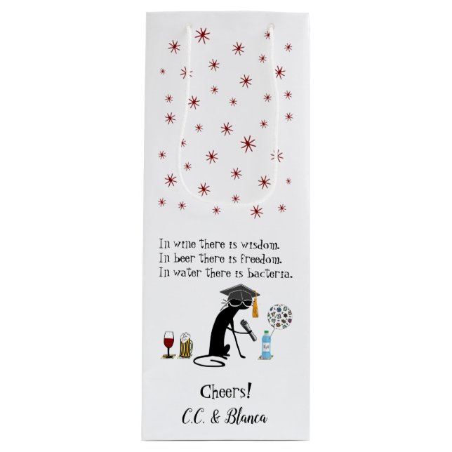 In Wine There Is Wisdom Funny Saying Wine Gift Bag (Front)