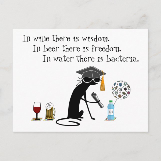 In Wine There Is Wisdom Funny Wine Saying Postcard (Front)