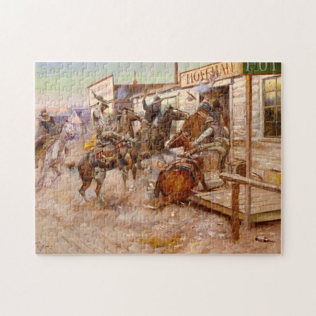 In Without Knocking, 1909 by Charles M Russell Jigsaw Puzzle (Horizontal)