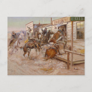 In Without Knocking by Charles Marion Russell Postcard