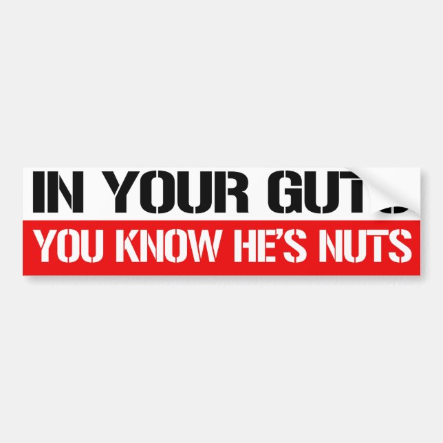 In Your Guts You know he's nuts - Feminist Bumper  Bumper Sticker (Front)