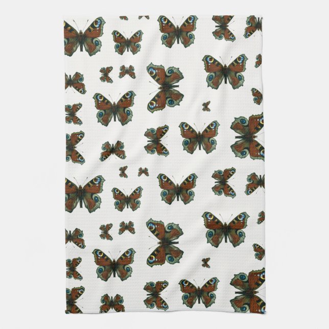 Inachis io - The European Peacock Butterfly Kitchen Towel (Vertical)