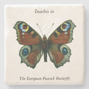 Inachis io - The European Peacock Butterfly Stone Coaster