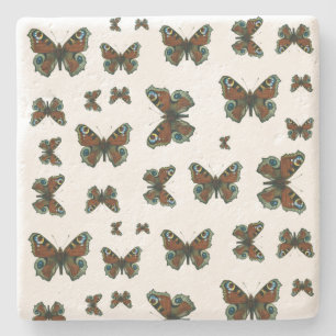 Inachis io - The European Peacock Butterfly Stone Coaster