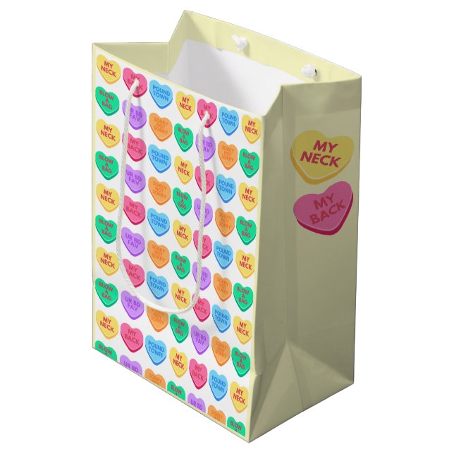 Inappropriate Conversation Candy Hearts Medium Gift Bag (Front Angled)