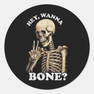 Inappropriate Halloween For Men Women Skeleton Classic Round Sticker
