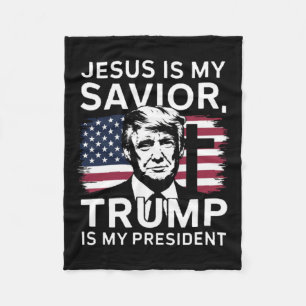 Inauguration 2025 Jesus And Trump  Fleece Blanket
