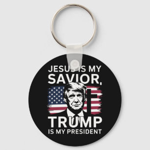 Inauguration 2025 Jesus And Trump  Keychain