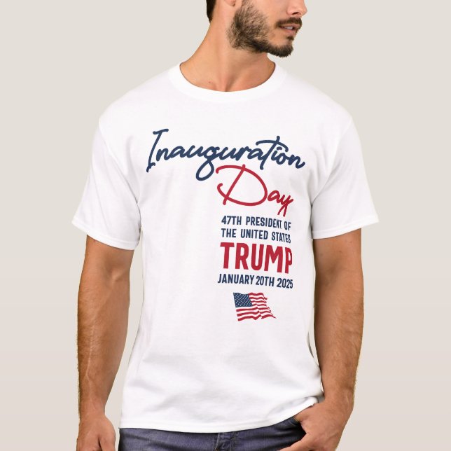 Inauguration Day Trump American Flag T-Shirt (Front)