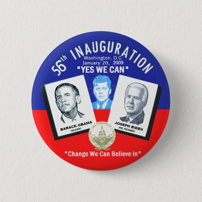 Inauguration Obama Biden JFK Button (Front)