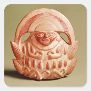 Inca agricultural deity wearing a moon headdress square sticker